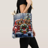 Treeing Walker Coonhound Kerstmis Rode Truck Tote Bag (Dichtbij)