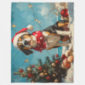 Treeing Walker Coonhound Kerstmis Vintage Strand Fleece Deken (Voorkant)