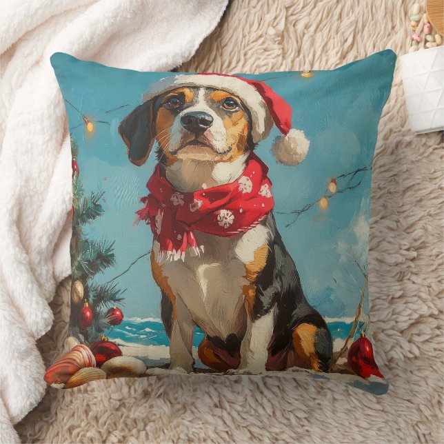 Treeing Walker Coonhound Kerstmis Vintage Strand Kussen (Deken)