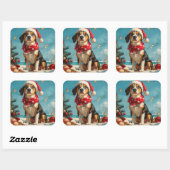 Treeing Walker Coonhound Kerstmis Vintage Strand Vierkante Sticker (Vel)