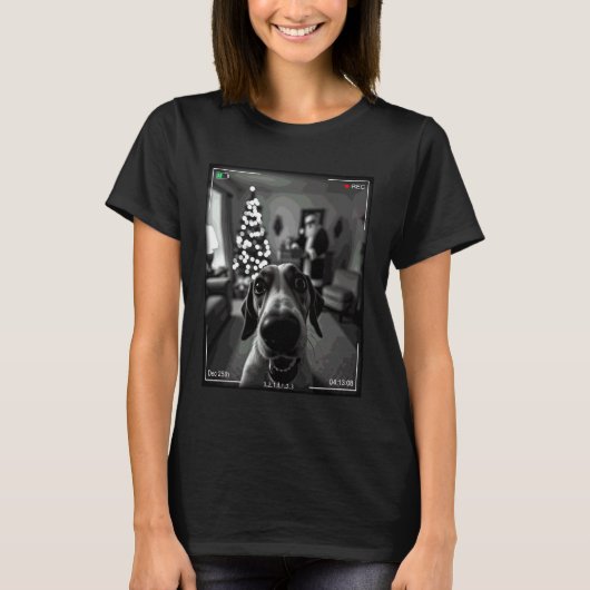 Treeing Walker Coonhound Legt Santa Vast Op Camera T-shirt (Voorkant)