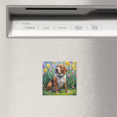 Treeing Walker Coonhound Lente Bloemen Schilderij Magneet (Insitu (Vaatwasser))