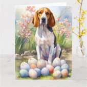 Treeing Walker Coonhound met Pasen Eieren Vakantie Kaart (Gele Bloem)