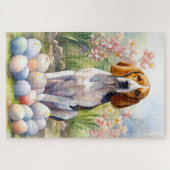 Treeing Walker Coonhound met Pasen Eieren Vakantie Legpuzzel (Horizontaal)
