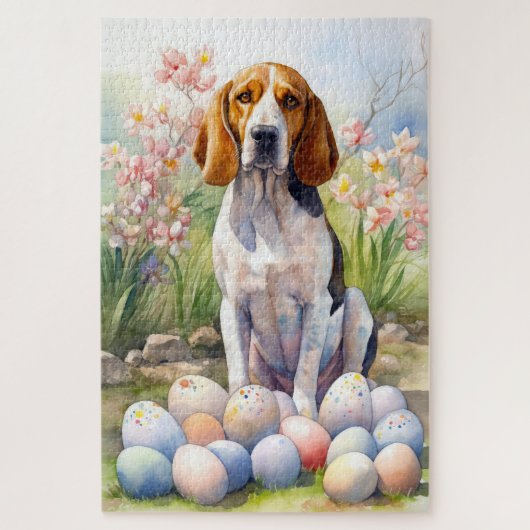 Treeing Walker Coonhound met Pasen Eieren Vakantie Legpuzzel (Verticaal)