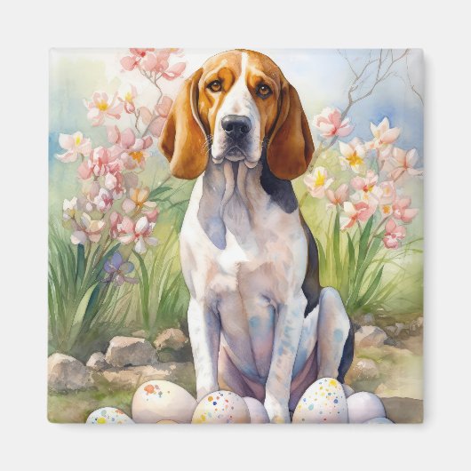 Treeing Walker Coonhound met Pasen Eieren Vakantie Magneet (Voorkant)