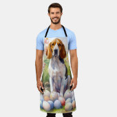 Treeing Walker Coonhound met Pasen Eieren Vakantie Schort (Gedragen)