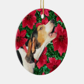 Treeing Walker Coonhound Poinsettias Keramisch Ornament (Rechts)