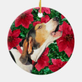 Treeing Walker Coonhound Poinsettias Keramisch Ornament (Achterkant)