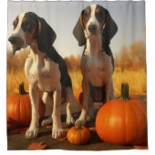 Treeing Walker Coonhound Puppy Herfst Pompoen Douchegordijn (Voorkant)