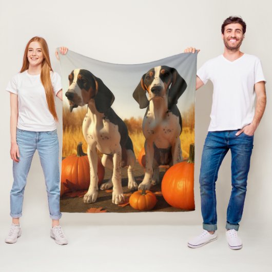 Treeing Walker Coonhound Puppy Herfst Pompoen Fleece Deken (In situ)