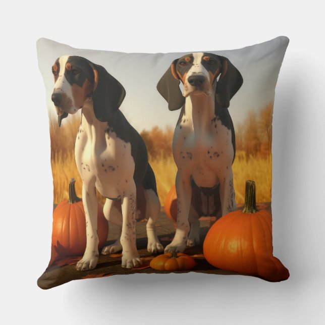 Treeing Walker Coonhound Puppy Herfst Pompoen Kussen (Achterkant)