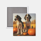 Treeing Walker Coonhound Puppy Herfst Pompoen Magneet (Voorkant / Achterkant)