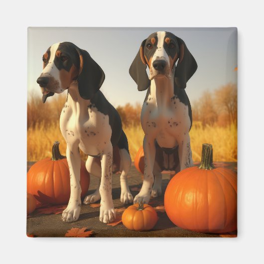 Treeing Walker Coonhound Puppy Herfst Pompoen Magneet (Voorkant)