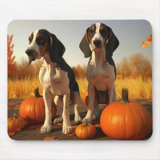 Treeing Walker Coonhound Puppy Herfst Pompoen Muismat (Voorkant)