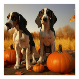 Treeing Walker Coonhound Puppy Herfst Pompoen Perfect Poster