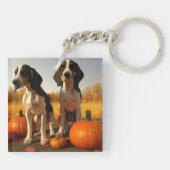 Treeing Walker Coonhound Puppy Herfst Pompoen Sleutelhanger (Achterkant)