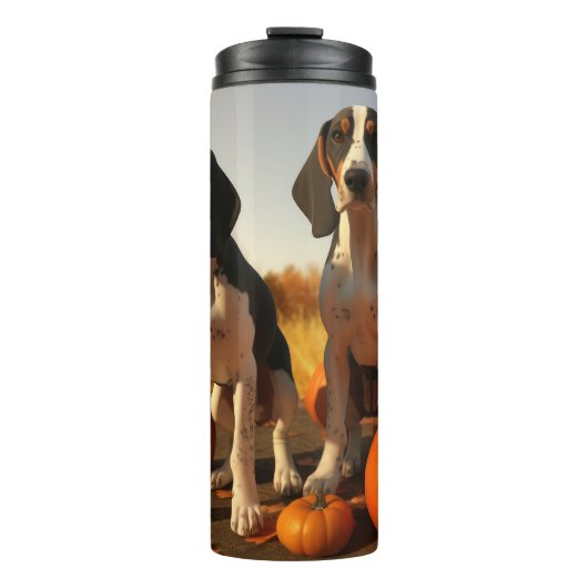 Treeing Walker Coonhound Puppy Herfst Pompoen Thermosbeker (Voorkant)