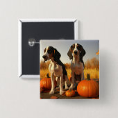 Treeing Walker Coonhound Puppy Herfst Pompoen Vierkante Button 5,1 Cm (Voorkant /achterkant)