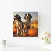 Treeing Walker Coonhound Puppy Herfst Pompoen Vierkante Klok (Huis)