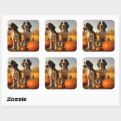 Treeing Walker Coonhound Puppy Herfst Pompoen Vierkante Sticker (Vel)
