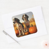 Treeing Walker Coonhound Puppy Herfst Pompoen Vierkante Sticker (Envelop)