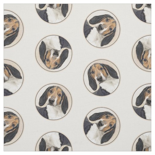 Treeing Walker Coonhound Schilderen Originele Hond Stof (Swatch)
