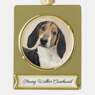 Treeing Walker Coonhound Schilderij - Originele Ku Verguld Banner Ornament
