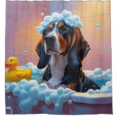 Treeing Walker Coonhound Slordig Slaperig Schattig Douchegordijn (Voorkant)