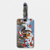Treeing Walker Coonhound Sneeuw met Kerstmuts Bagagelabel (Achterkant verticaal)