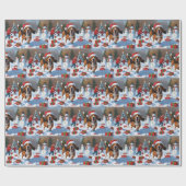 Treeing Walker Coonhound Sneeuw met Kerstmuts Cadeaupapier (Vlak)