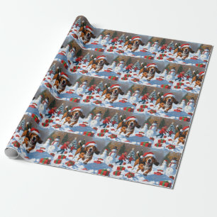 Treeing Walker Coonhound Sneeuw met Kerstmuts Cadeaupapier