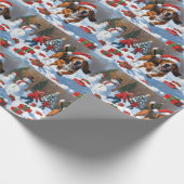 Treeing Walker Coonhound Sneeuw met Kerstmuts Cadeaupapier (Hoek)