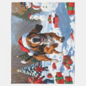 Treeing Walker Coonhound Sneeuw met Kerstmuts Fleece Deken (Voorkant)