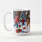 Treeing Walker Coonhound Sneeuw met Kerstmuts Koffiemok (Links)