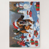 Treeing Walker Coonhound Sneeuw met Kerstmuts Legpuzzel (Verticaal)