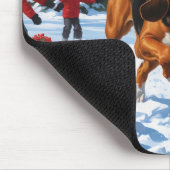 Treeing Walker Coonhound Sneeuw met Kerstmuts Muismat (Hoek)