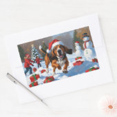 Treeing Walker Coonhound Sneeuw met Kerstmuts Rechthoekige Sticker (Envelop)