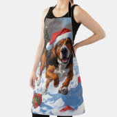 Treeing Walker Coonhound Sneeuw met Kerstmuts Schort (Insitu)