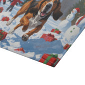 Treeing Walker Coonhound Sneeuw met Kerstmuts Snijplank (Hoek)