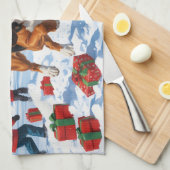 Treeing Walker Coonhound Sneeuw met Kerstmuts Theedoek (Quarter Fold)