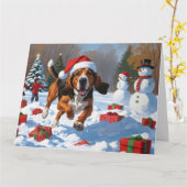 Treeing Walker Coonhound Snow met kerst Pet Kaart (Gele Bloem)
