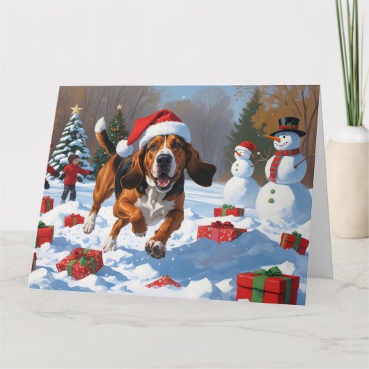 Treeing Walker Coonhound Snow met kerst Pet Kaart (Voorkant)