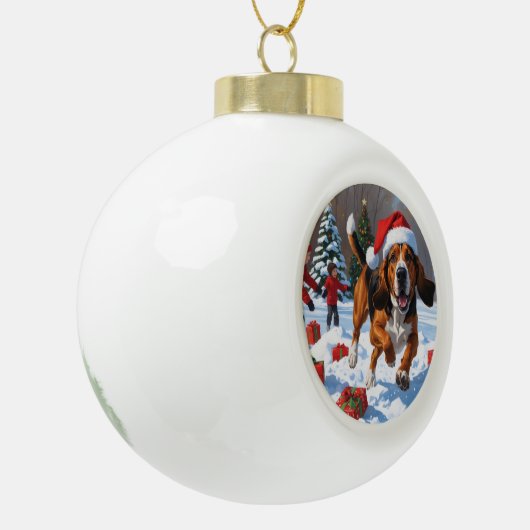 Treeing Walker Coonhound Snow met kerst Pet Keramische Bal Ornament (Links)