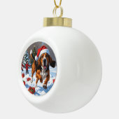 Treeing Walker Coonhound Snow met kerst Pet Keramische Bal Ornament (Rechts)