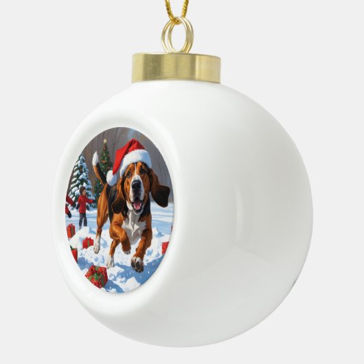 Treeing Walker Coonhound Snow met kerst Pet Keramische Bal Ornament (Rechts)