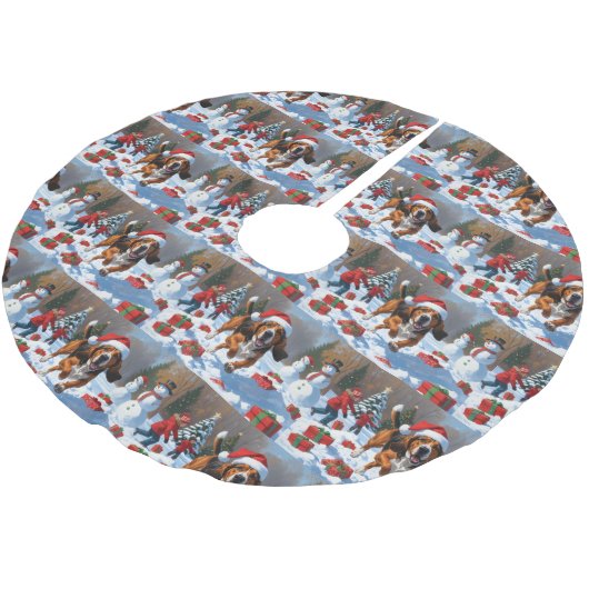 Treeing Walker Coonhound Snow met kerst Pet Kerstboom Rok (Gekanteld)