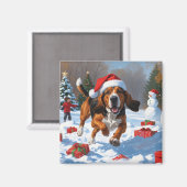 Treeing Walker Coonhound Snow met kerst Pet Magneet (Voorkant / Achterkant)