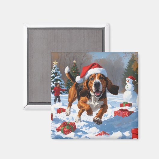 Treeing Walker Coonhound Snow met kerst Pet Magneet (Voorkant / Achterkant)