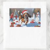 Treeing Walker Coonhound Snow met kerst Pet Rechthoekige Sticker (Tas)
